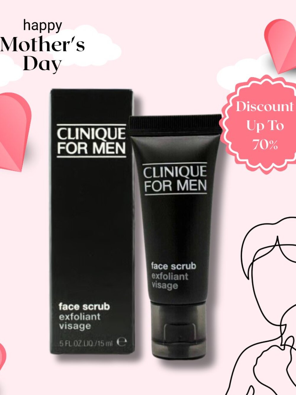 Clinique for Men Face Scrub Exfoliant Visage, 0.5 oz/ 15 ml each